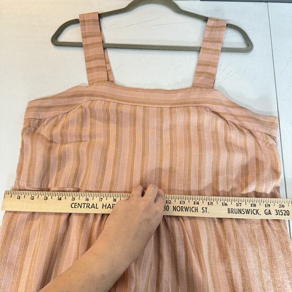 Patagonia W's Garden Island Dress Sz XL Peach Stripe Maxi Button Back Beachy - Picture 12 of 13